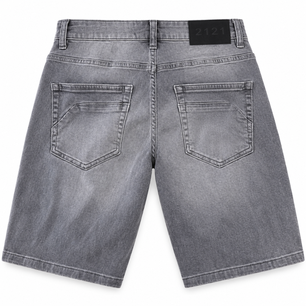 Short denim 2121 gris — espalda sobre fondo blanco
