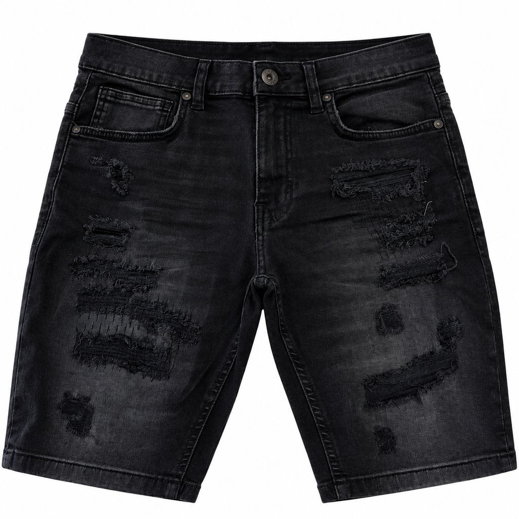 Short denim 2121 negro — frente sobre fondo blanco