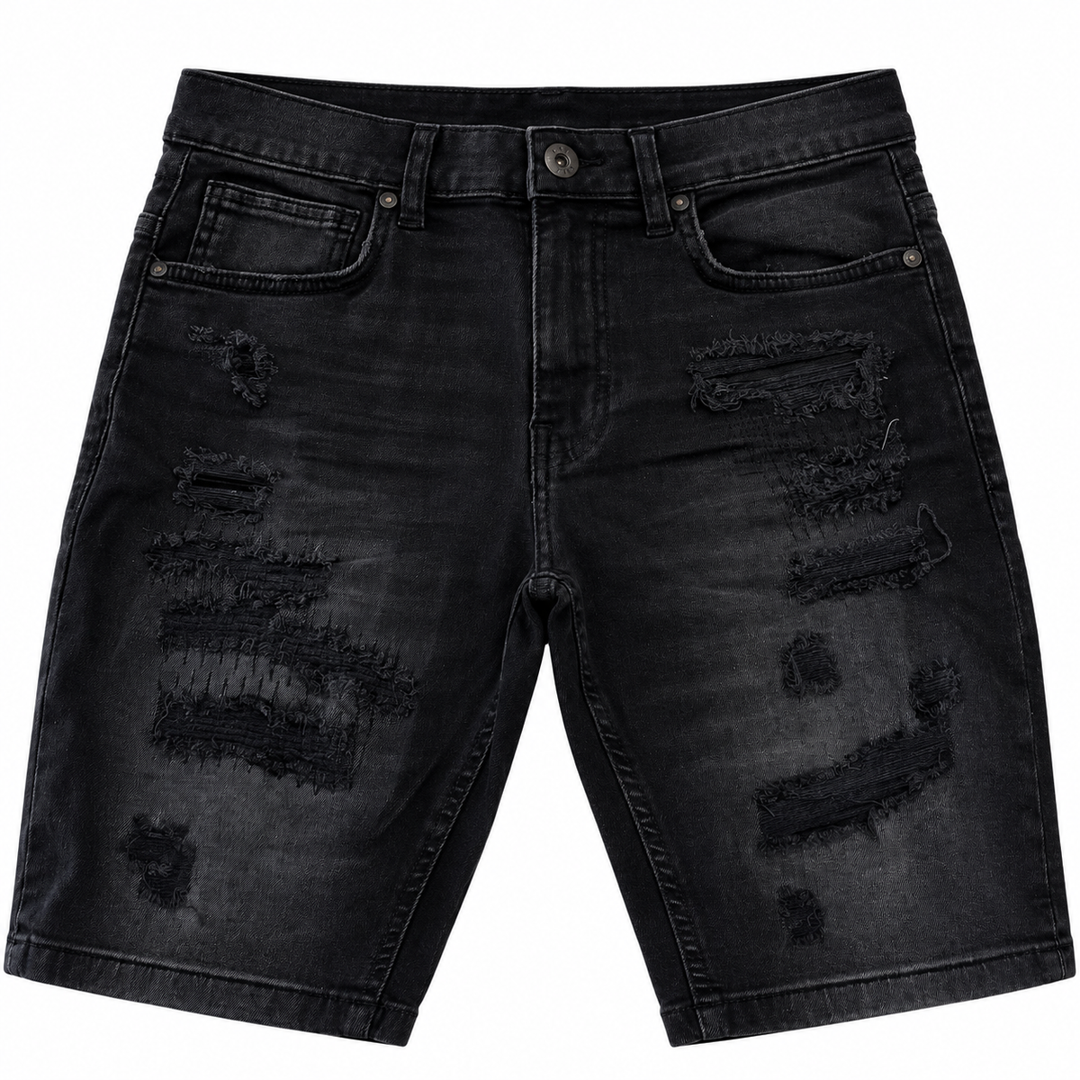 Short denim 2121 negro — frente sobre fondo blanco