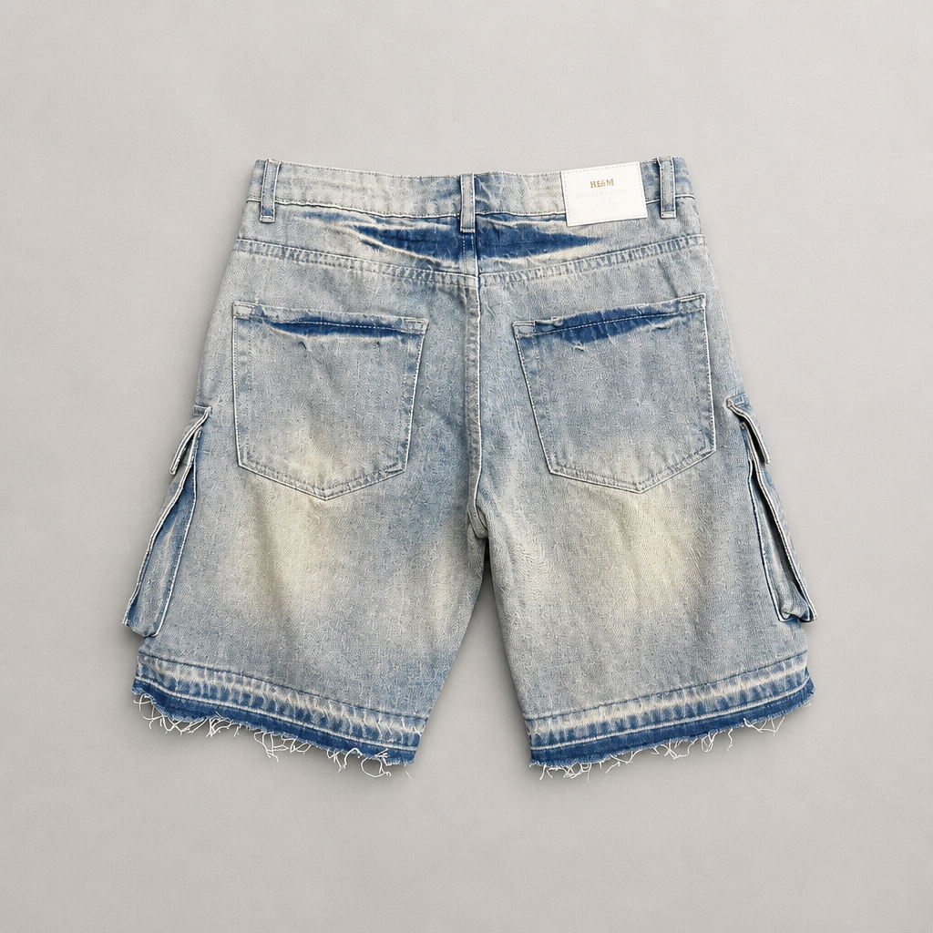Light Blue Cargo Denim Shorts
