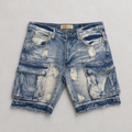 Dark Wash Denim Cargo Shorts
