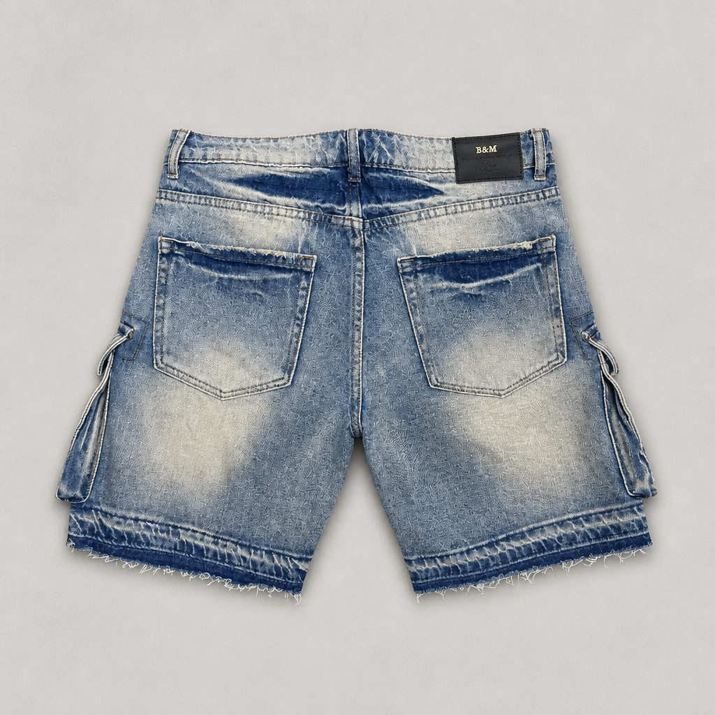 Dark Wash Denim Cargo Shorts