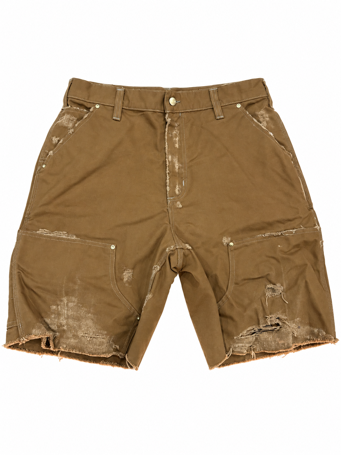 Short Carhartt cargo desgastado marrón, vista frontal