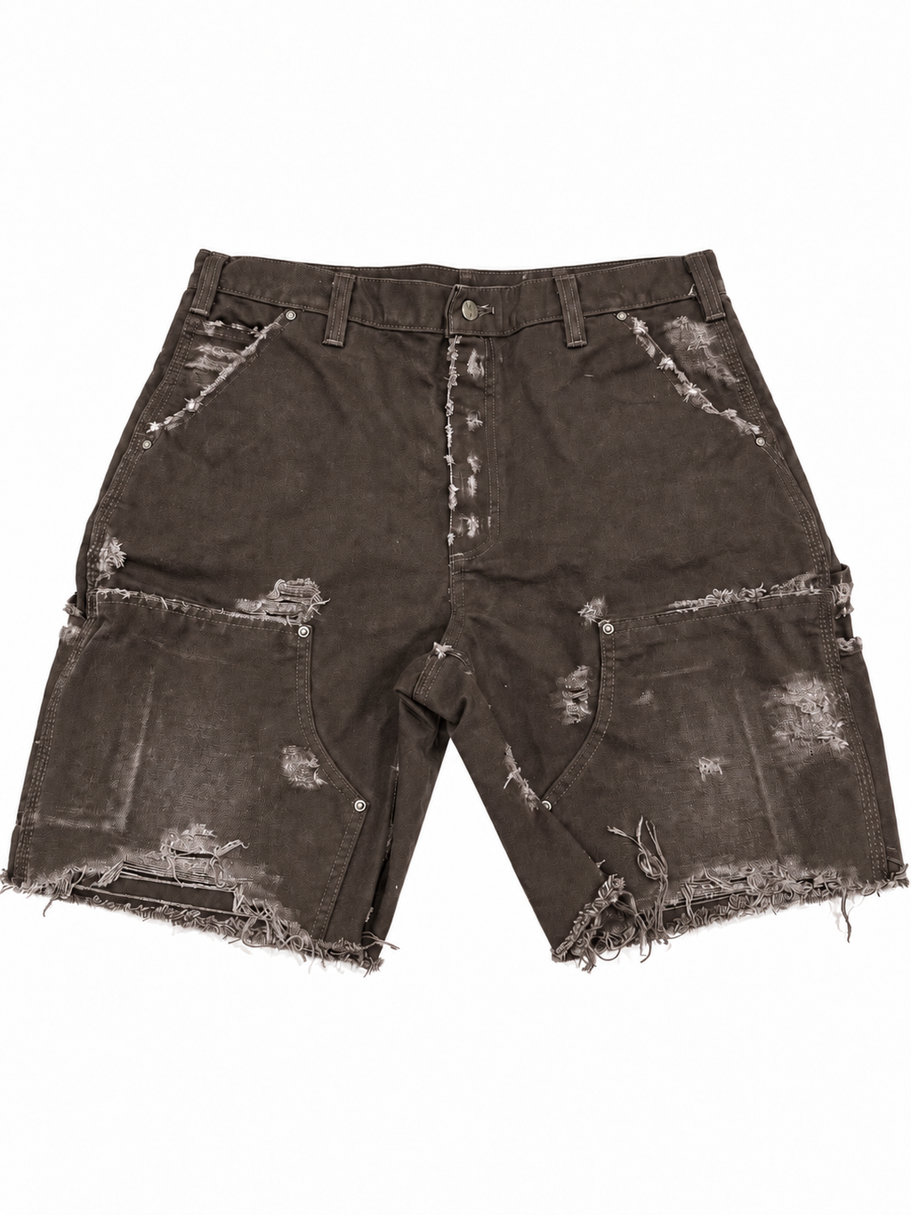 Short Carhartt cargo desgastado marrón oscuro, vista frontal