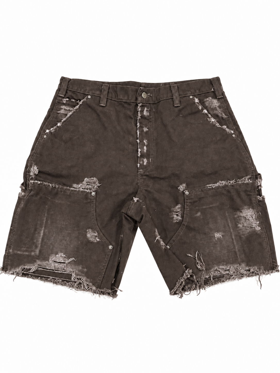 Short Carhartt cargo desgastado marrón oscuro, vista frontal