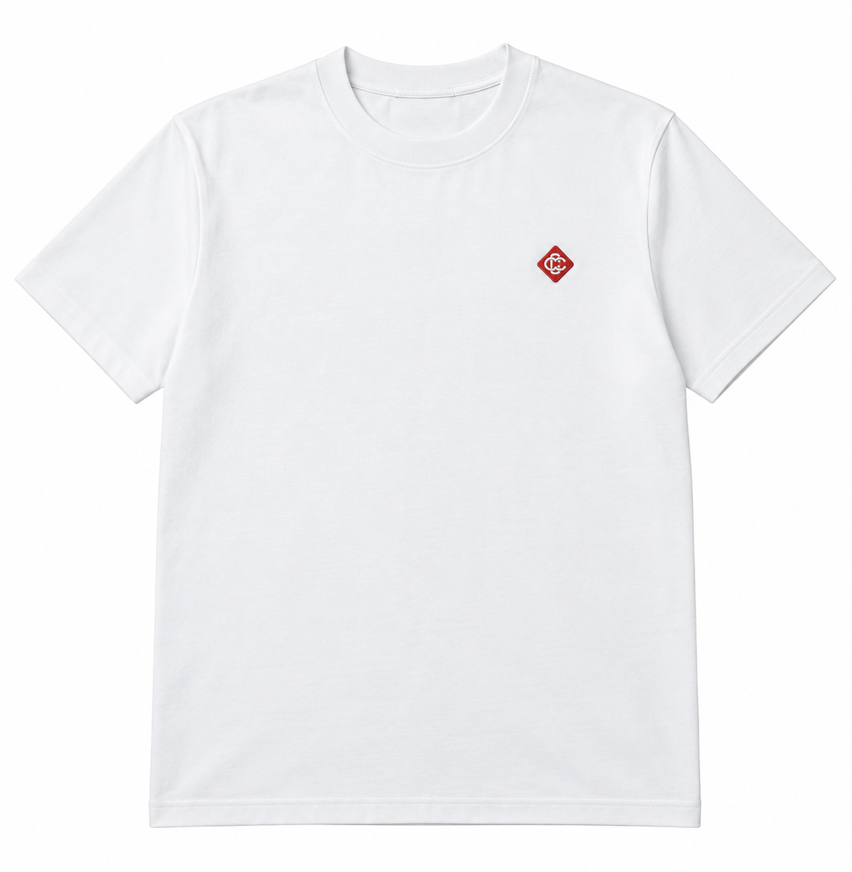 Pulóver Casablanca emblema rojo blanco sobre fondo blanco