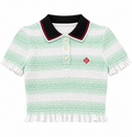 Polo Casablanca de mujer rayas verde menta sobre fondo blanco