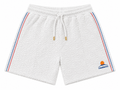 Short Casablanca blanco texturizado con vivo rojo y azul y logo de montaña