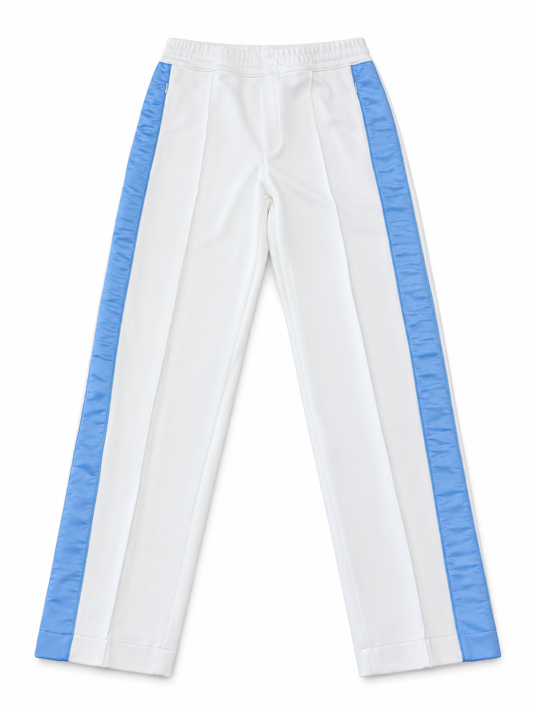 Pantalón blanco con franjas celestes