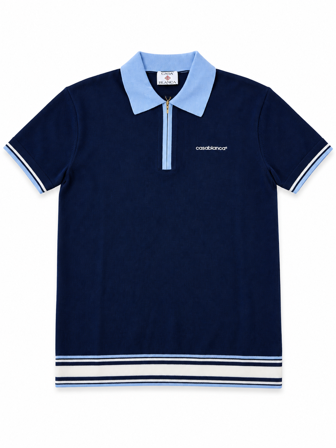 Polo Casablanca azul marino con cuello celeste