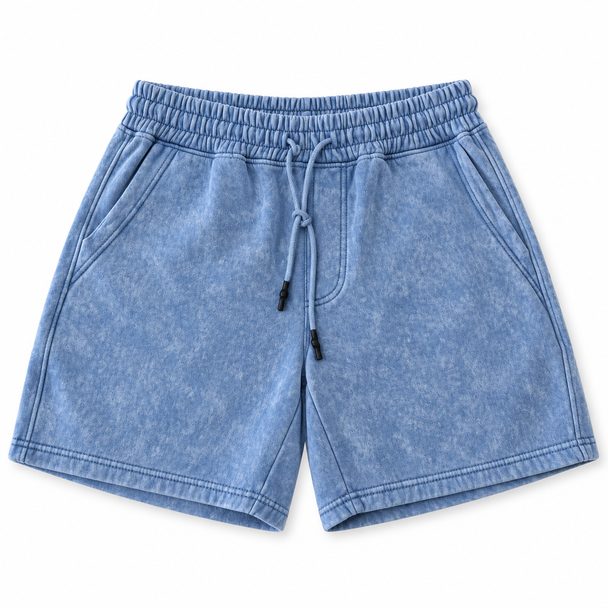 Short de tela azul — vista frontal