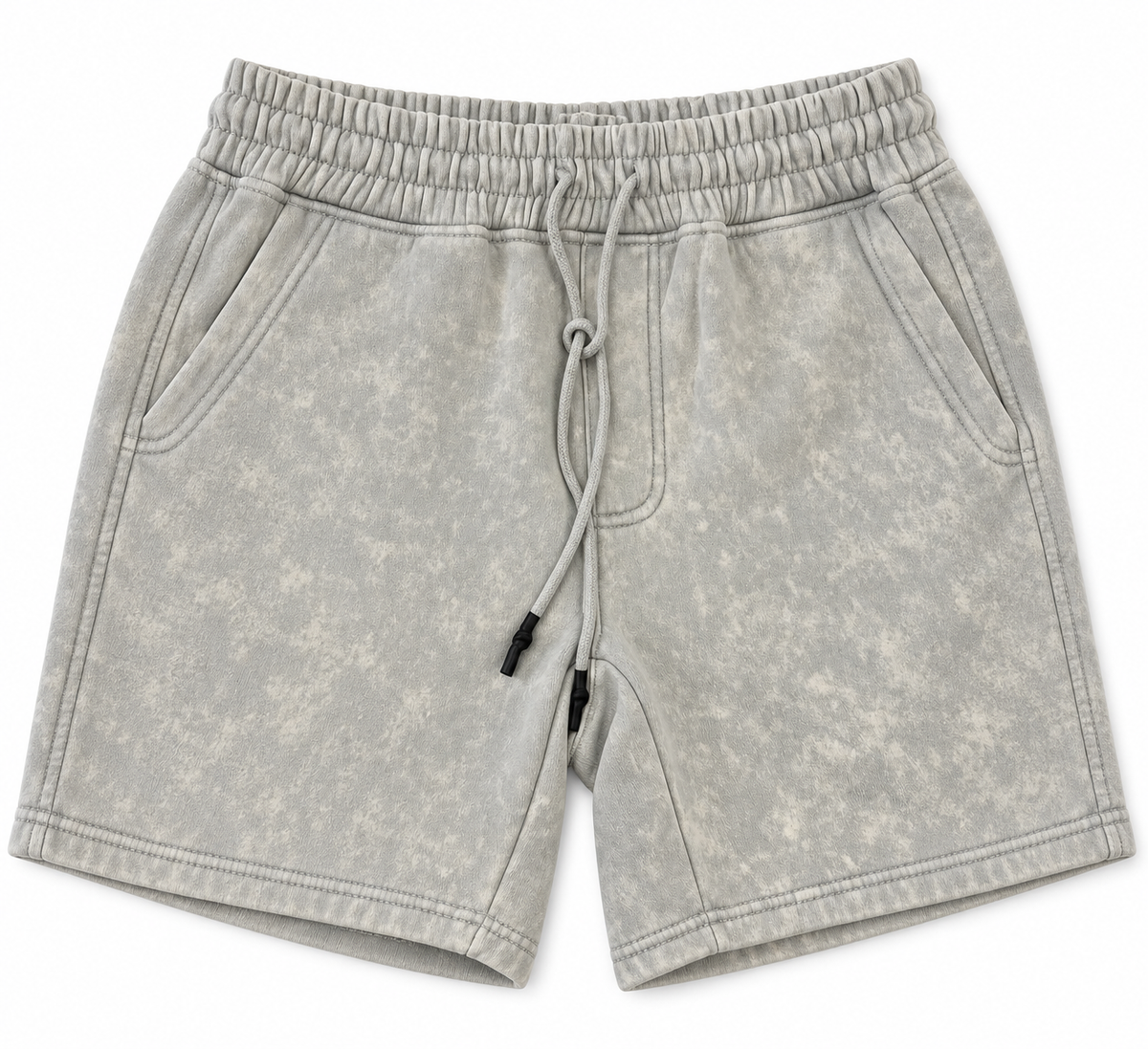 Short de tela gris piedra con acabado lavado — vista frontal