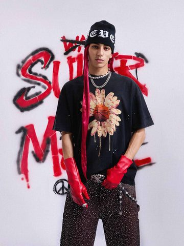 Supermade Floral Basketball Tee on model