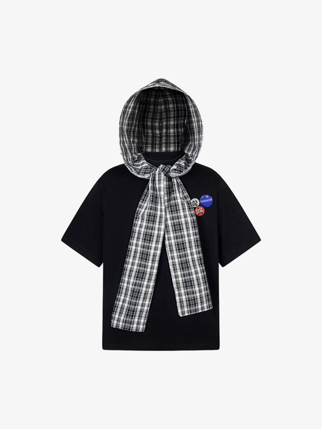 Supermade Plaid Hood Tee black