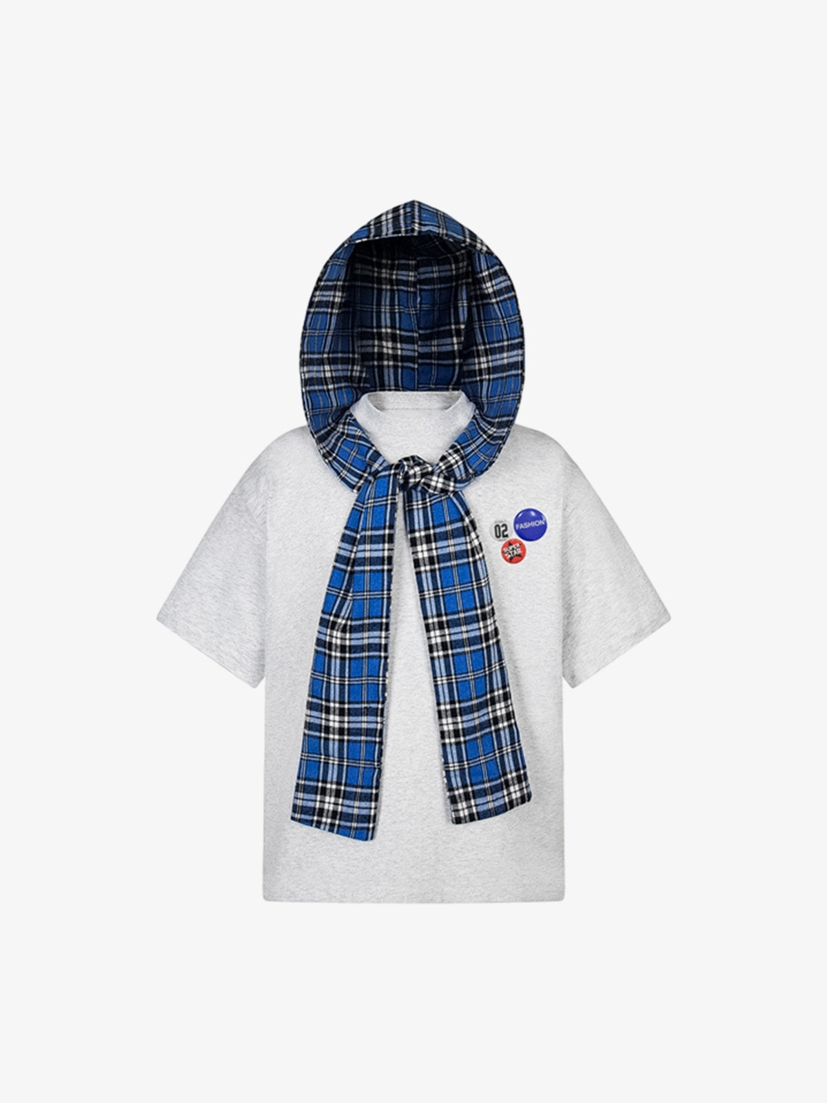 Supermade Plaid Hood Tee gray