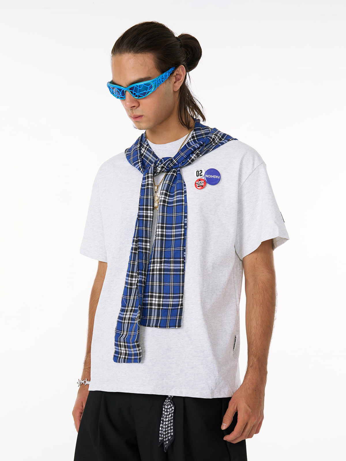 Supermade Plaid Hood Tee on model
